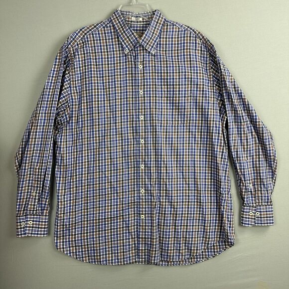 Peter Millar Button Down Shirt Long Sleeve XL Multicolor Plaid Pocket - Picture 1 of 8